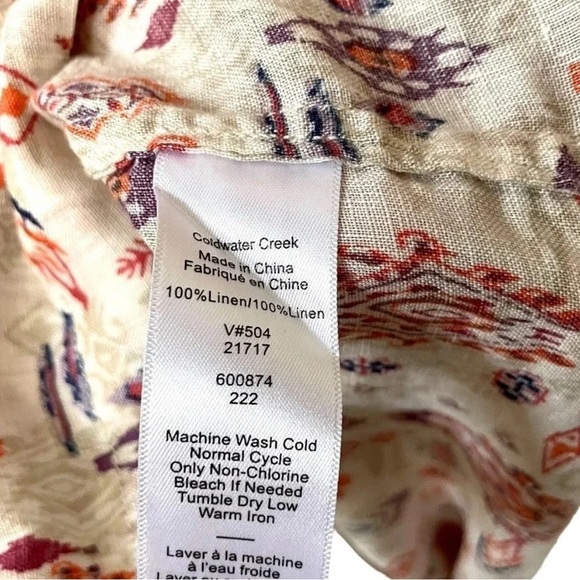 Coldwater Creek Southwest Print Linen Plus Size Top - Picture 3 of 4